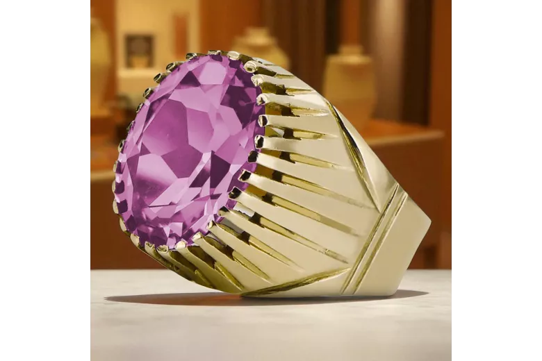  Αμέθυστος Κίτρινος χρυσός 14 καρατίων Vintage Jewlery vrc048y